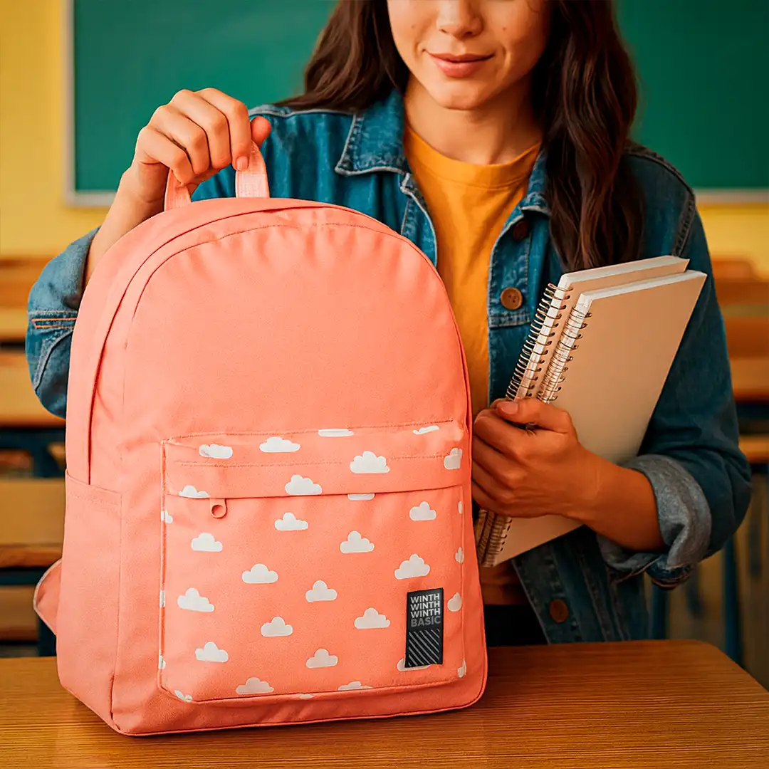 MOCHILA COLOR FEMININA 2 DIVISÕES 46X30CM - ROSÉ