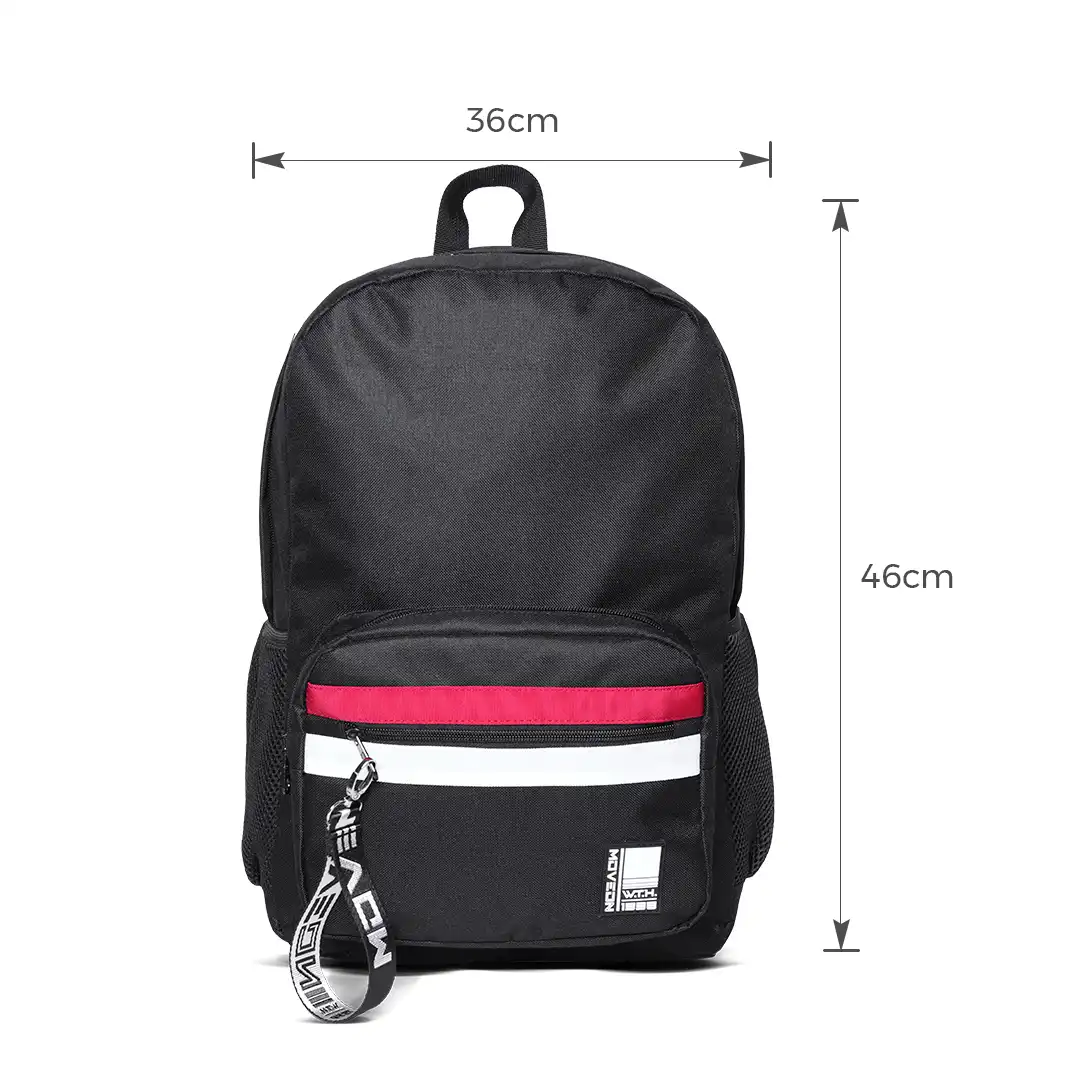 MOCHILA DE TECIDO COM 3 BOLSOS 46X36CM PRETO