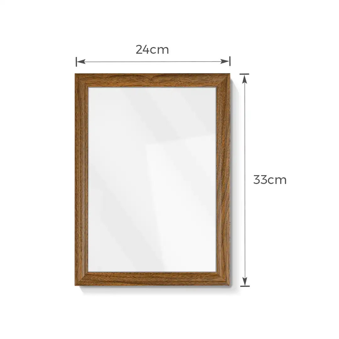 PORTA-RETRATO DECORATIVO A4 EM MDF MARROM ESCURO COM PROTEÇÃO EM PLÁSTICO