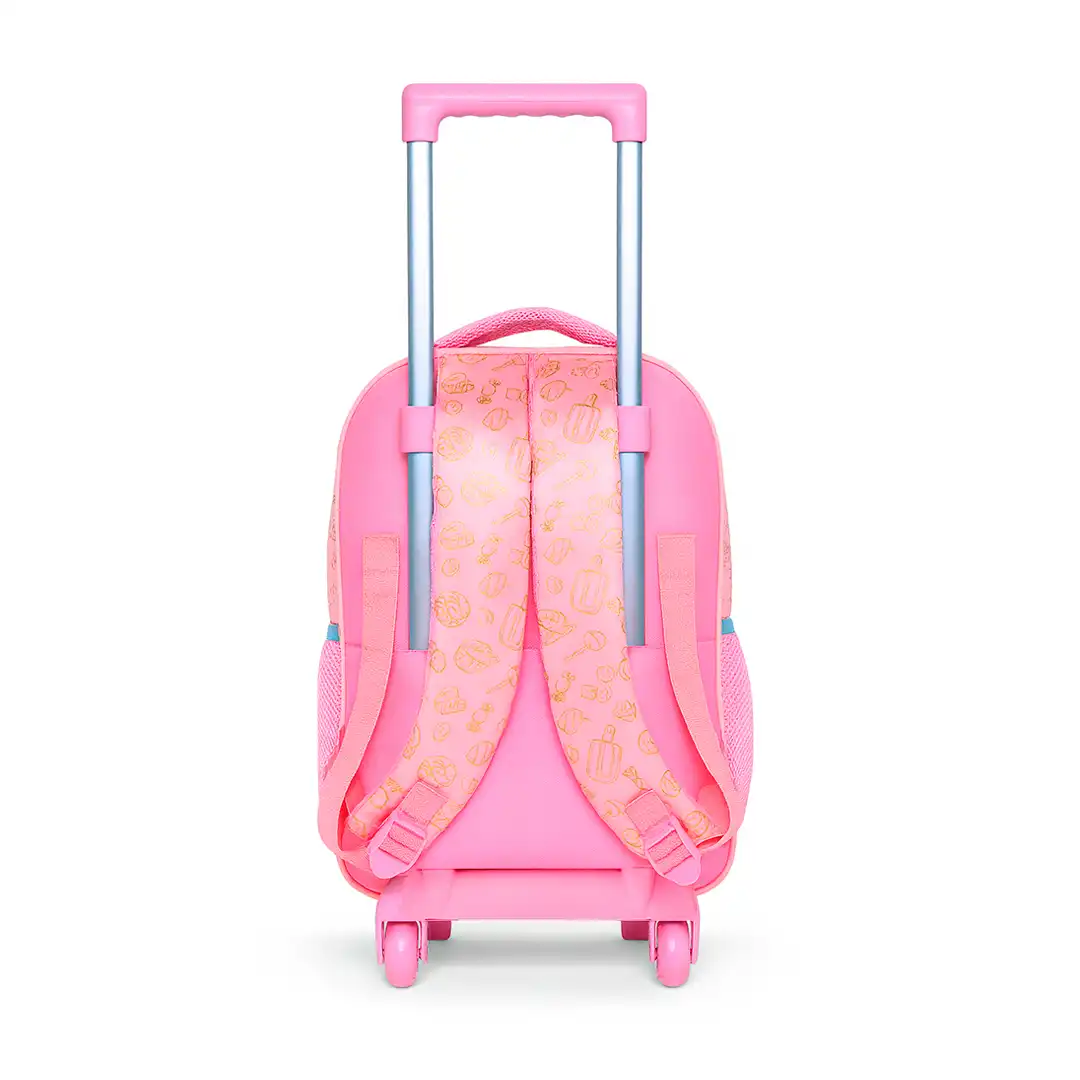 MOCHILA INFANTIL COM RODINHAS 47CM X 31CM ROSA CLARO