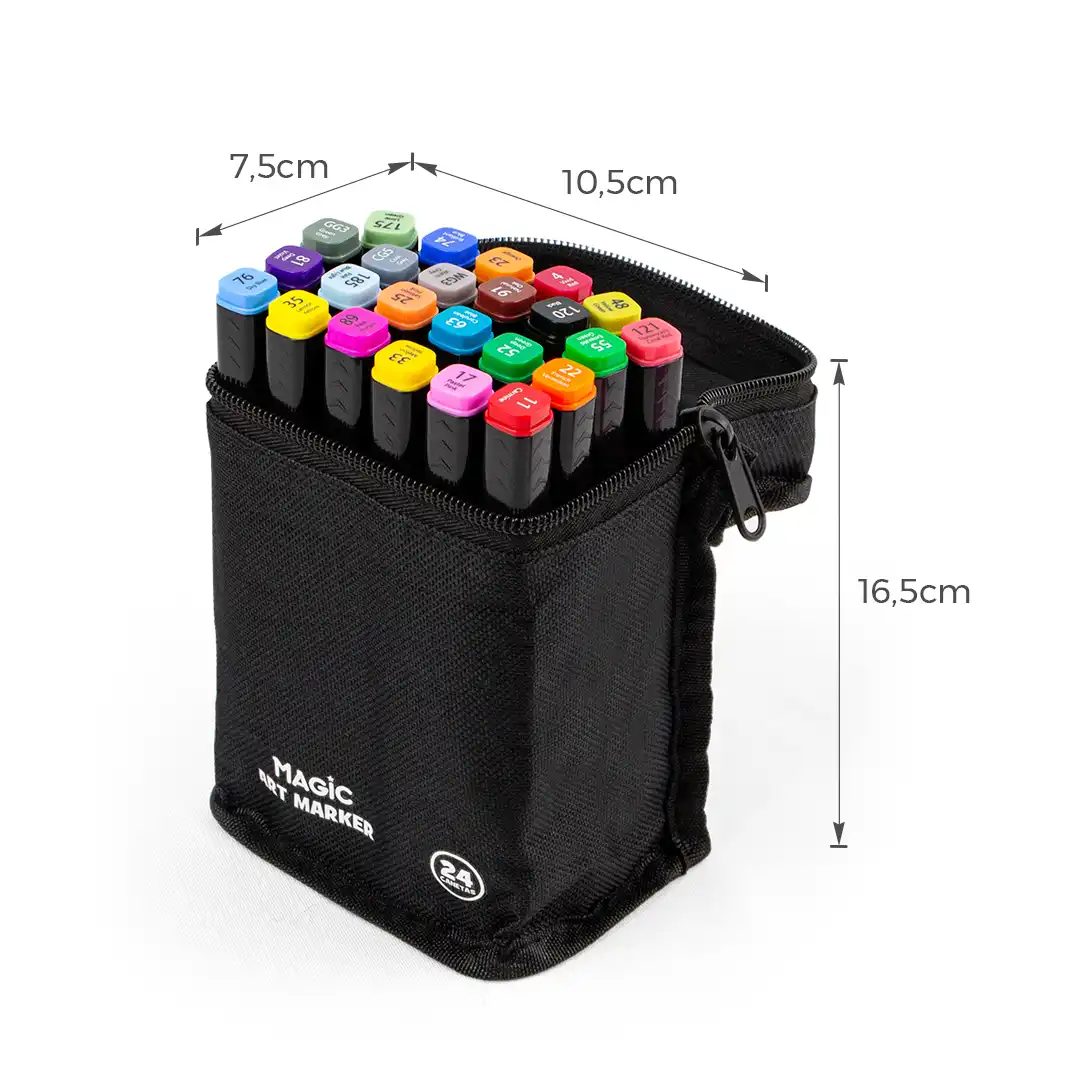 KIT DE CANETINHAS ARTÍSTICAS DUPLA PONTA 24 CORES BOBBIE GOODS