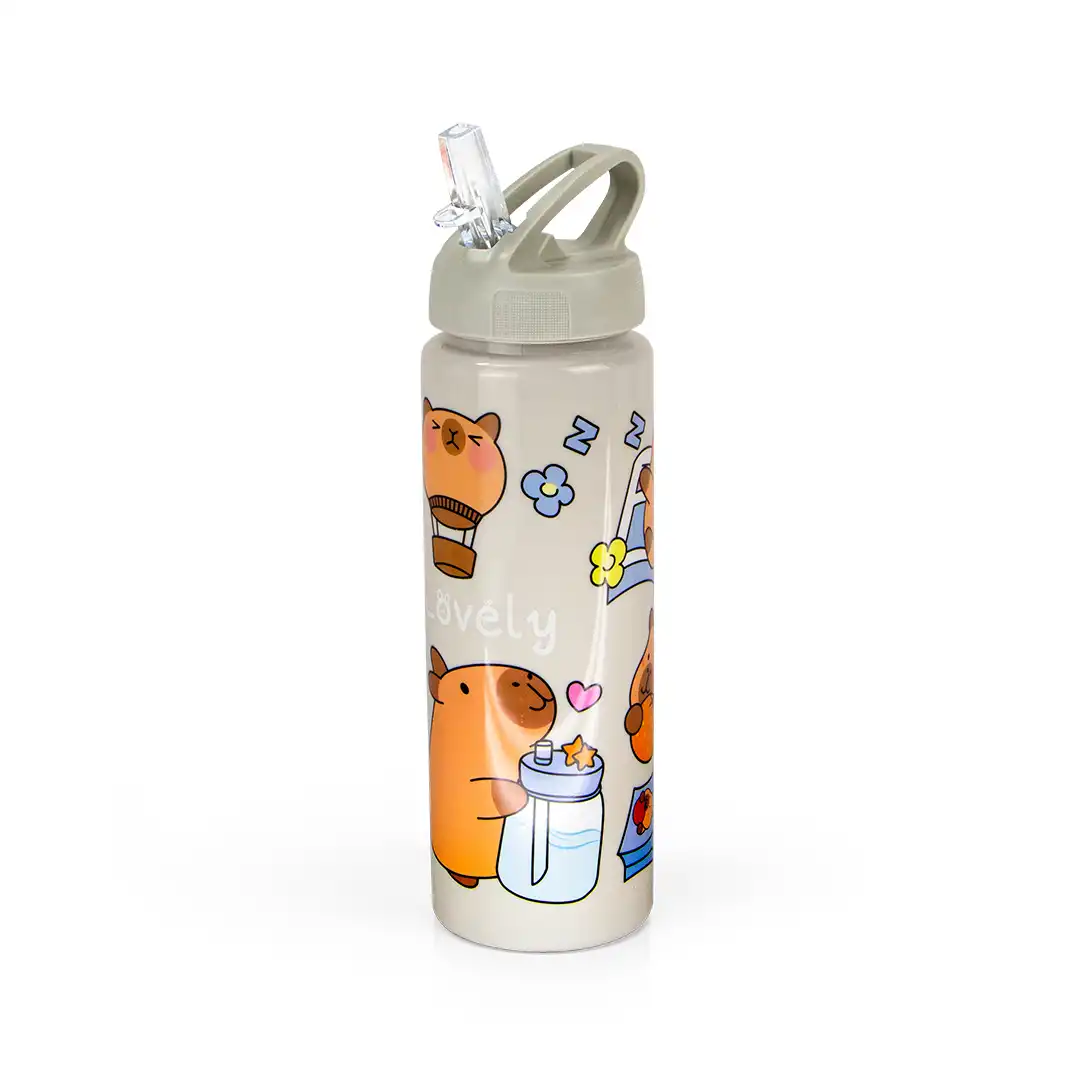 GARRAFA INFANTIL PLÁSTICA CAPIVARA 700ML CINZA 