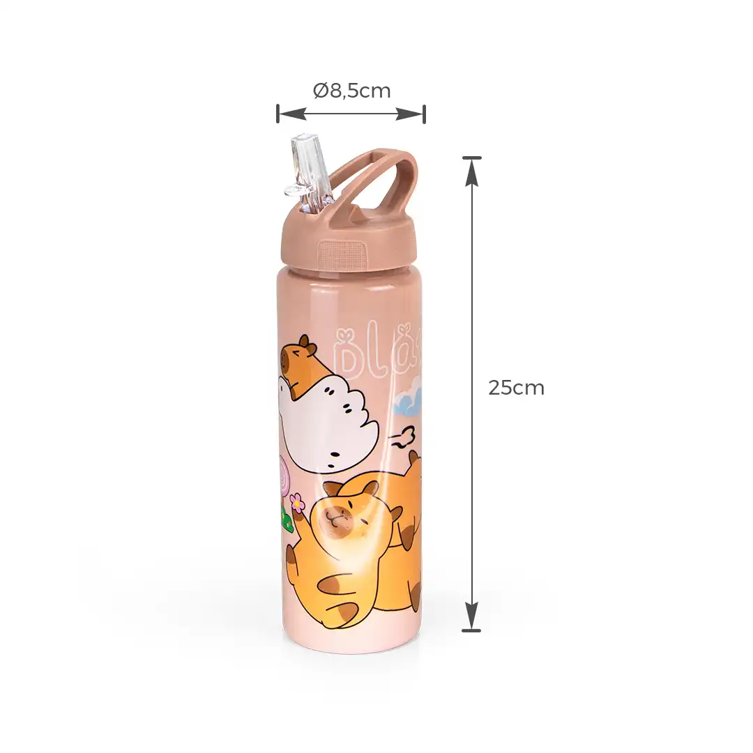 GARRAFA INFANTIL PLÁSTICA CAPIVARA 700ML ROSA 