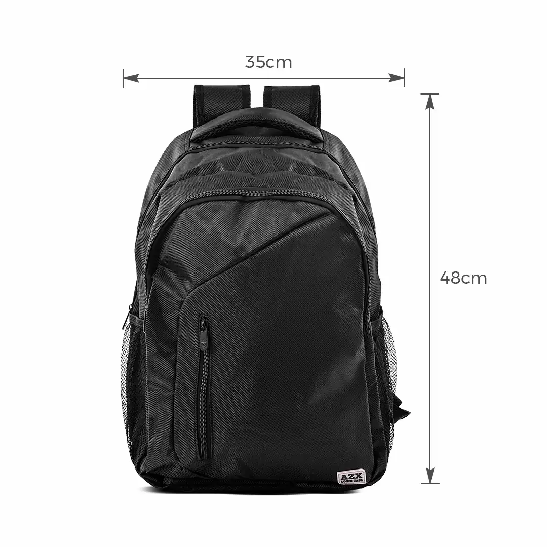 MOCHILA DE TECIDO COM 3 BOLSOS 48X35CM PRETO