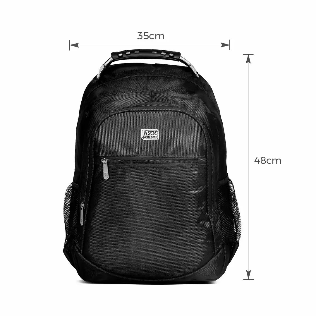 MOCHILA DE TECIDO COM 3 BOLSOS 48X35CM PRETO