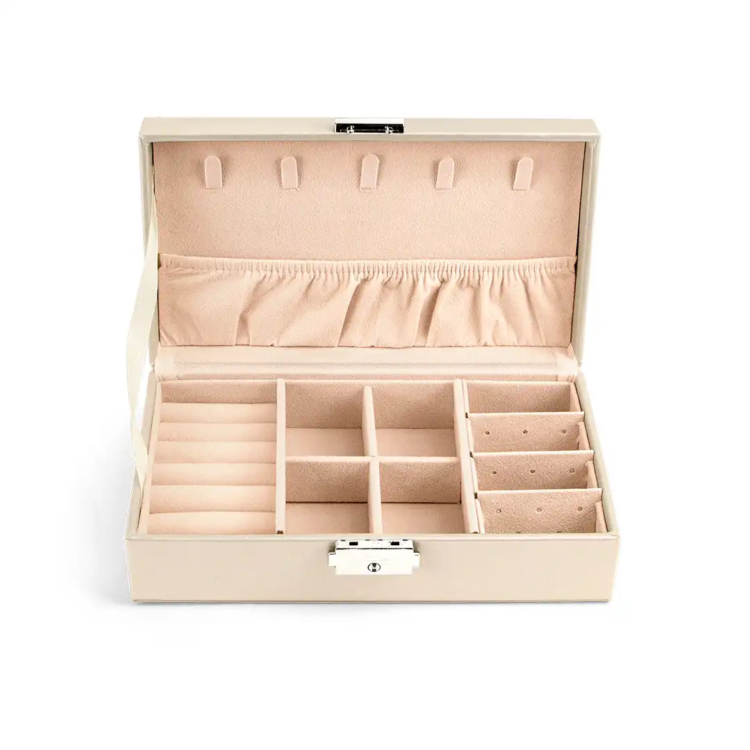 PORTA JOIAS ORGANIZADOR EM COURO ACETINADO – ELEGANTE E COMPACTO