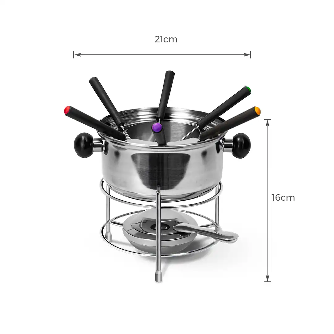 CONJUNTO PARA FONDUE EM AÇO INOX 10 PEÇAS COMPLETO