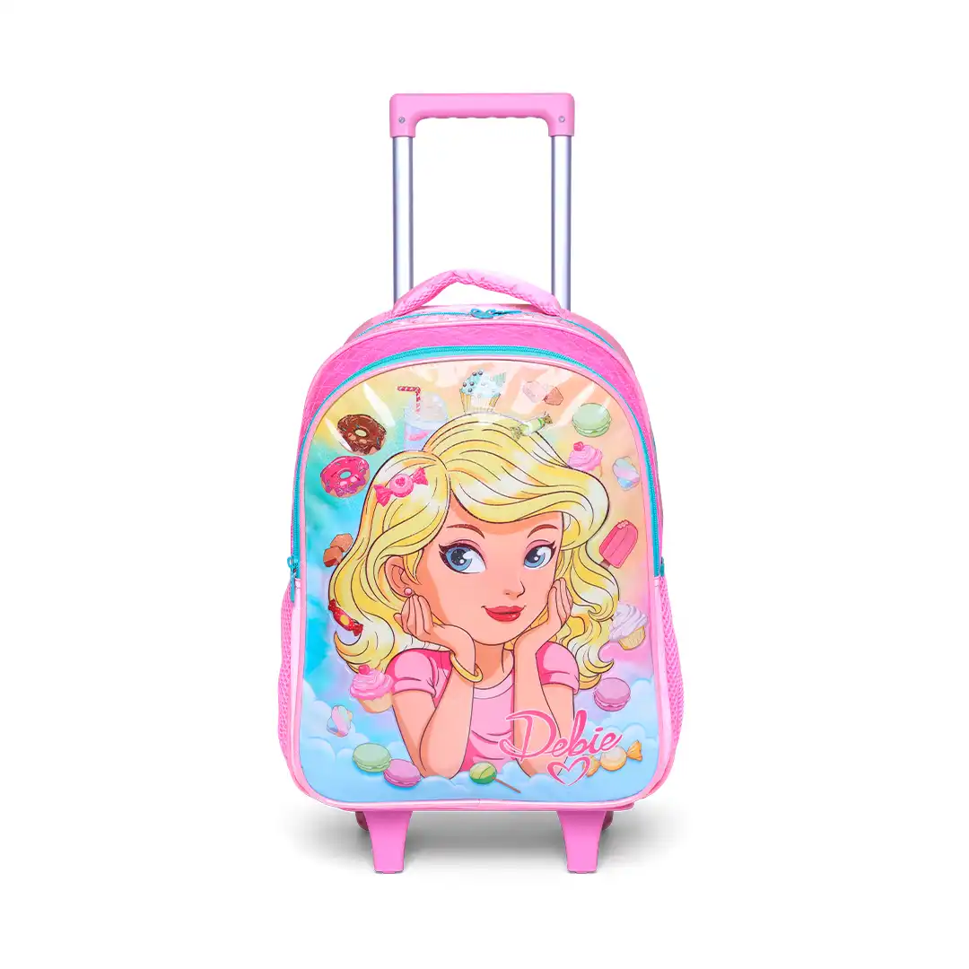 MOCHILA INFANTIL COM RODINHAS 47CM X 31CM ROSA CLARO
