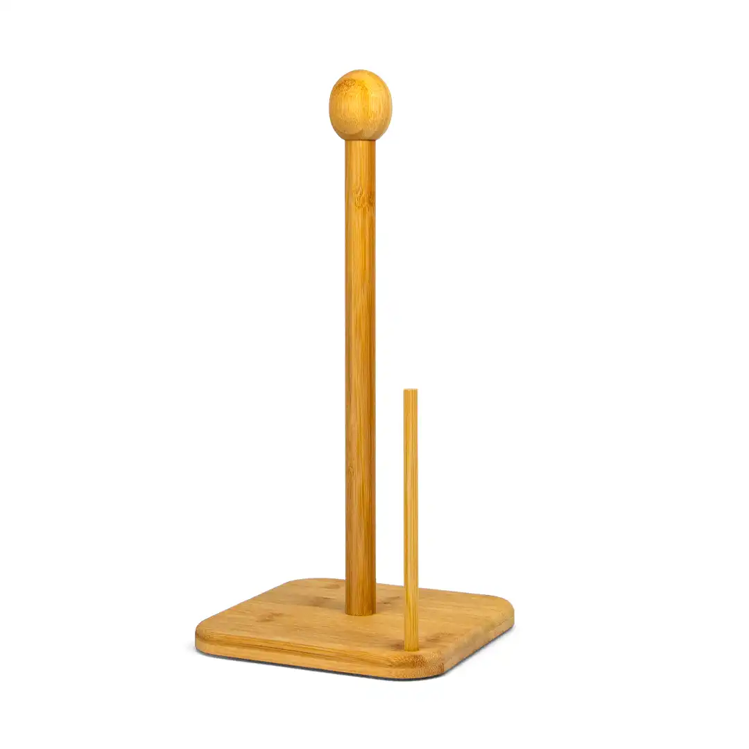 SUPORTE PARA PAPEL TOALHA EM BAMBU NATURAL – 34CM DE ALTURA