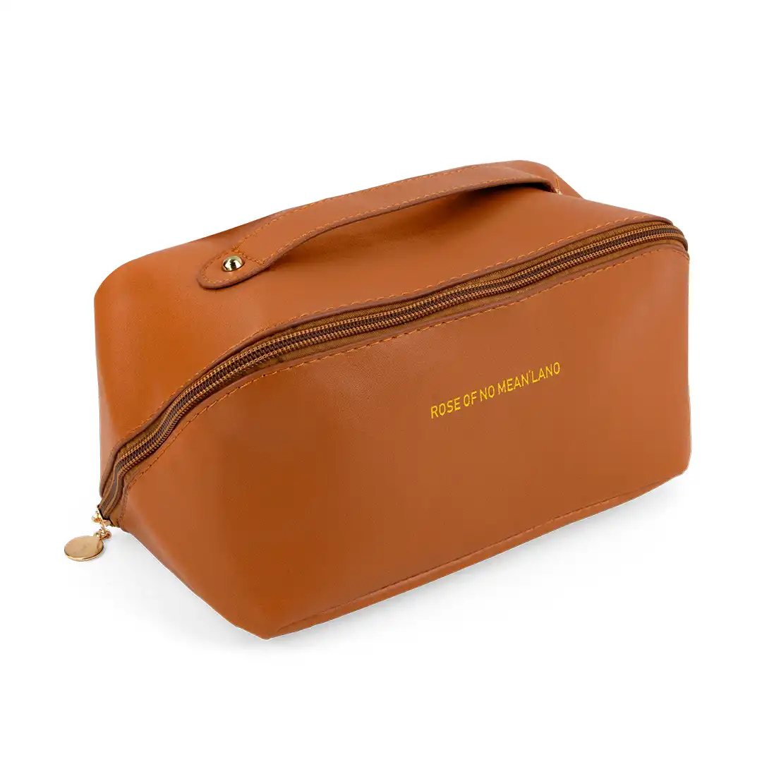 NECESSAIRE PVP COM ALÇA SUPERIOR E ZÍPER DOURADO