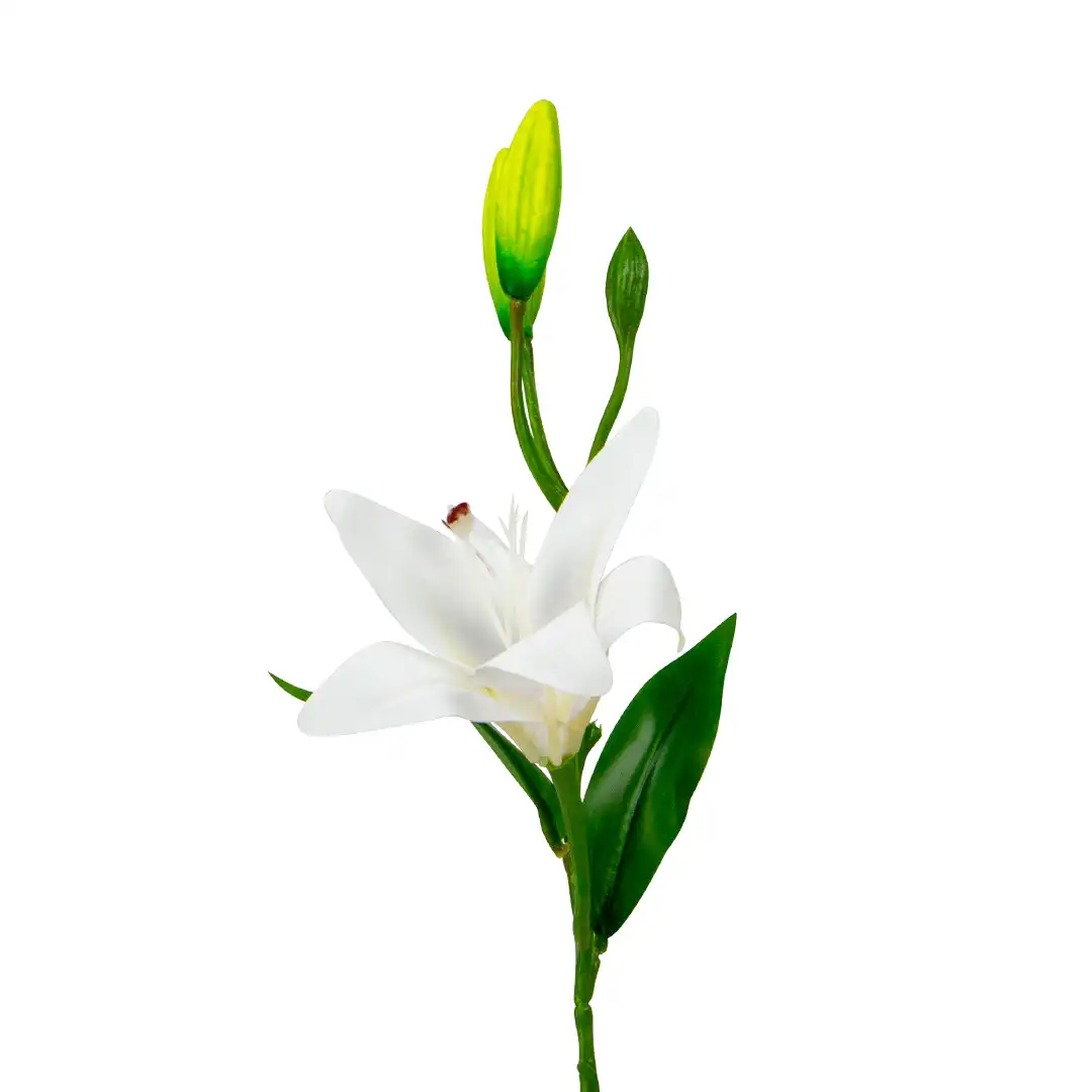 HASTE FLOR ARTIFICIAL TULIPA BRANCA EM PLÁSTICO 63 CM DE ALTURA