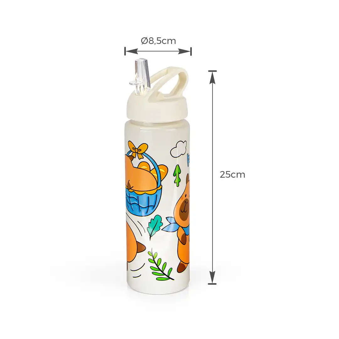 GARRAFA INFANTIL PLÁSTICA CAPIVARA 700ML BRANCO