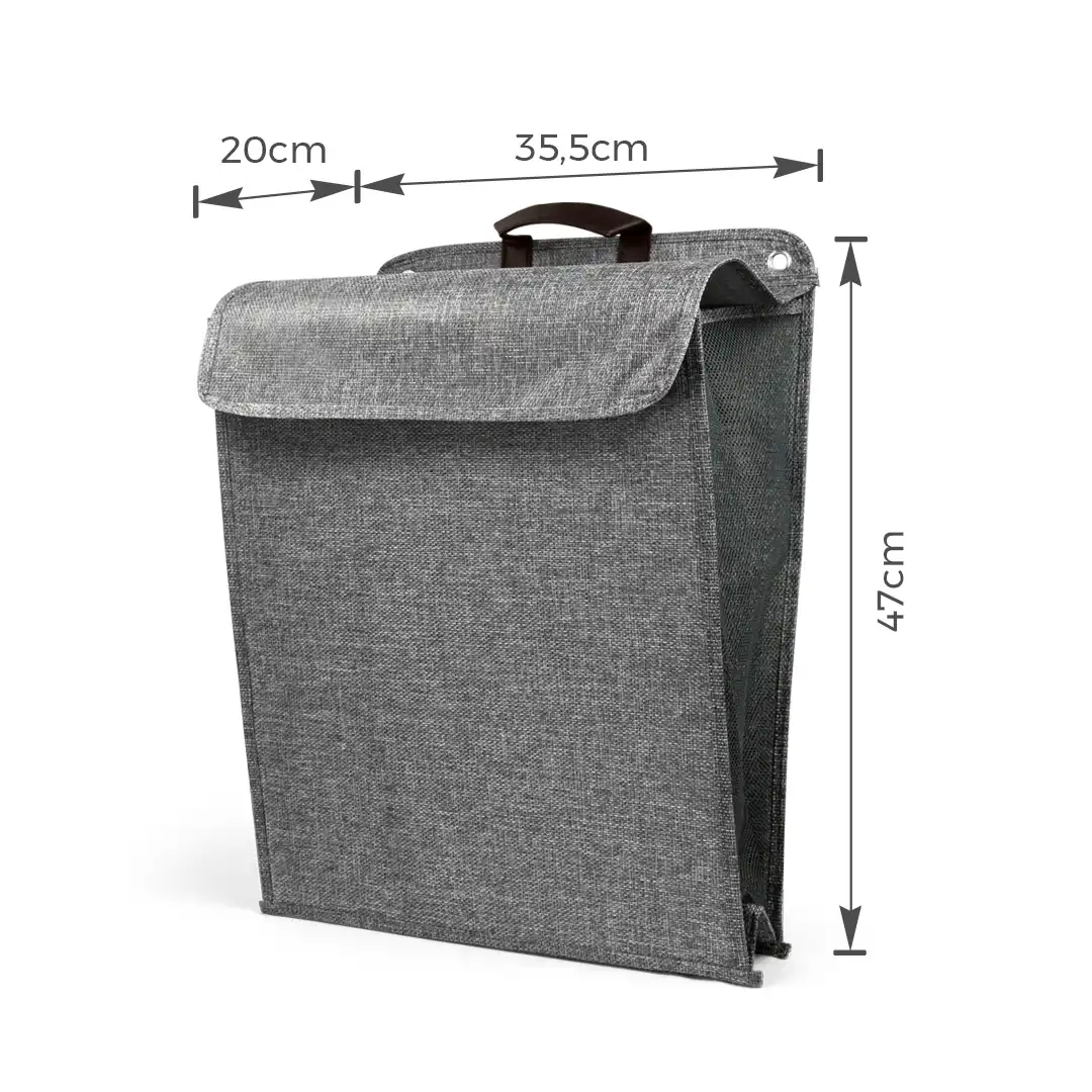 CESTA ORGANIZADORA PARA ROUPAS COM ALÇA E GANCHOS ADESIVOS – DOBRÁVEL E PENDURÁVEL