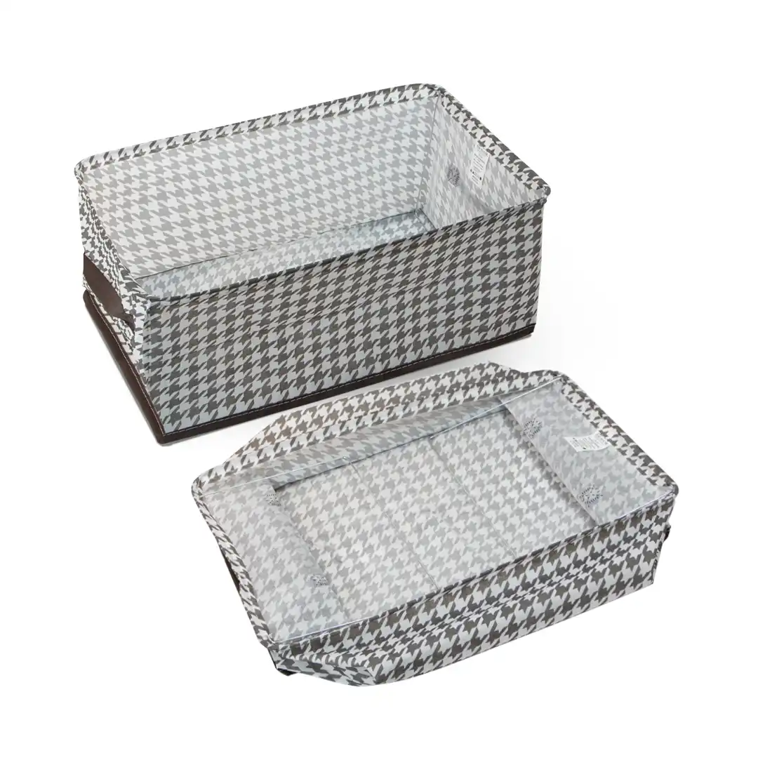 CESTO ORGANIZADOR DOBRÁVEL DE TECIDO XADREZ COM ALÇA RESISTENTE