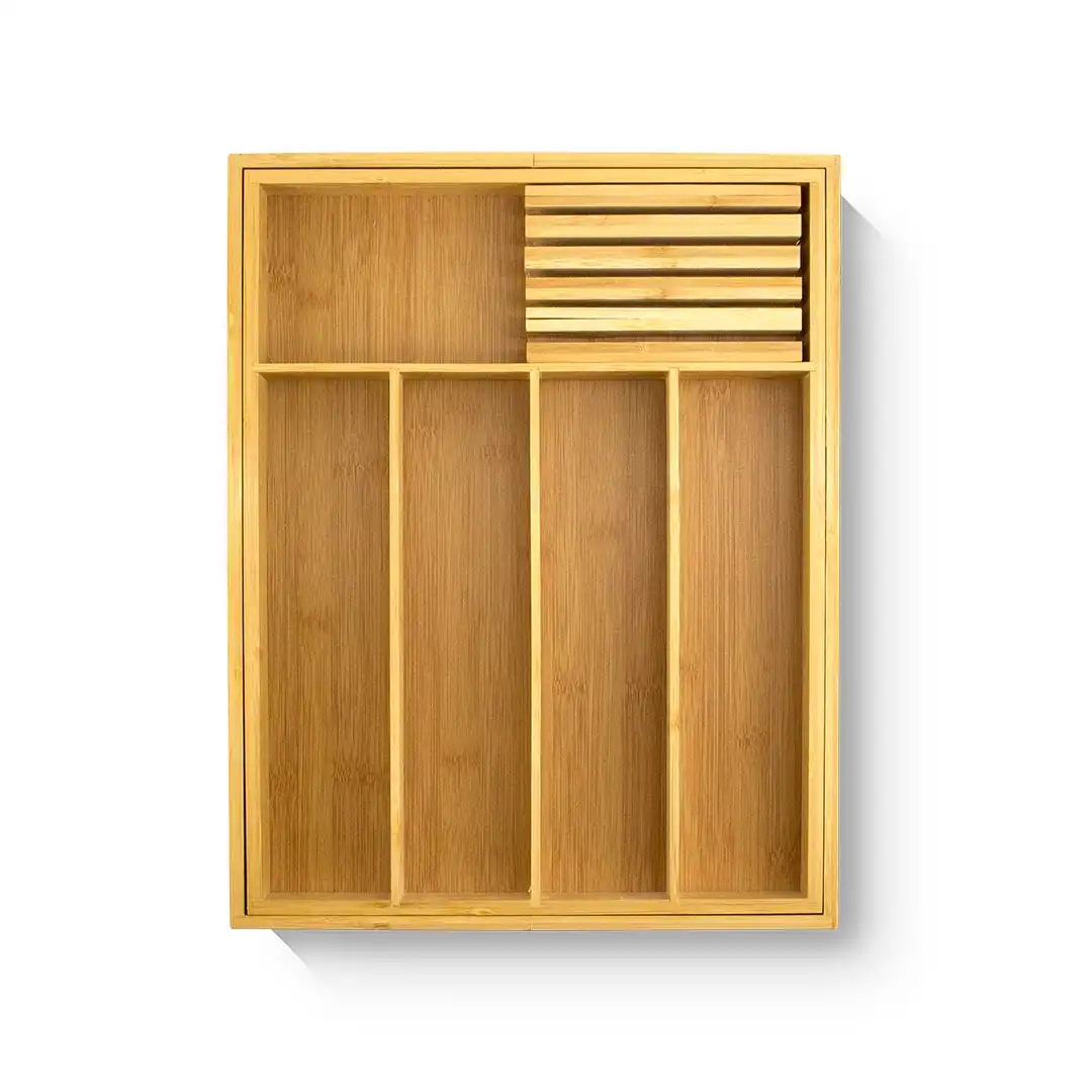 ORGANIZADOR DE TALHERES EXTENSÍVEL EM BAMBU E MDF