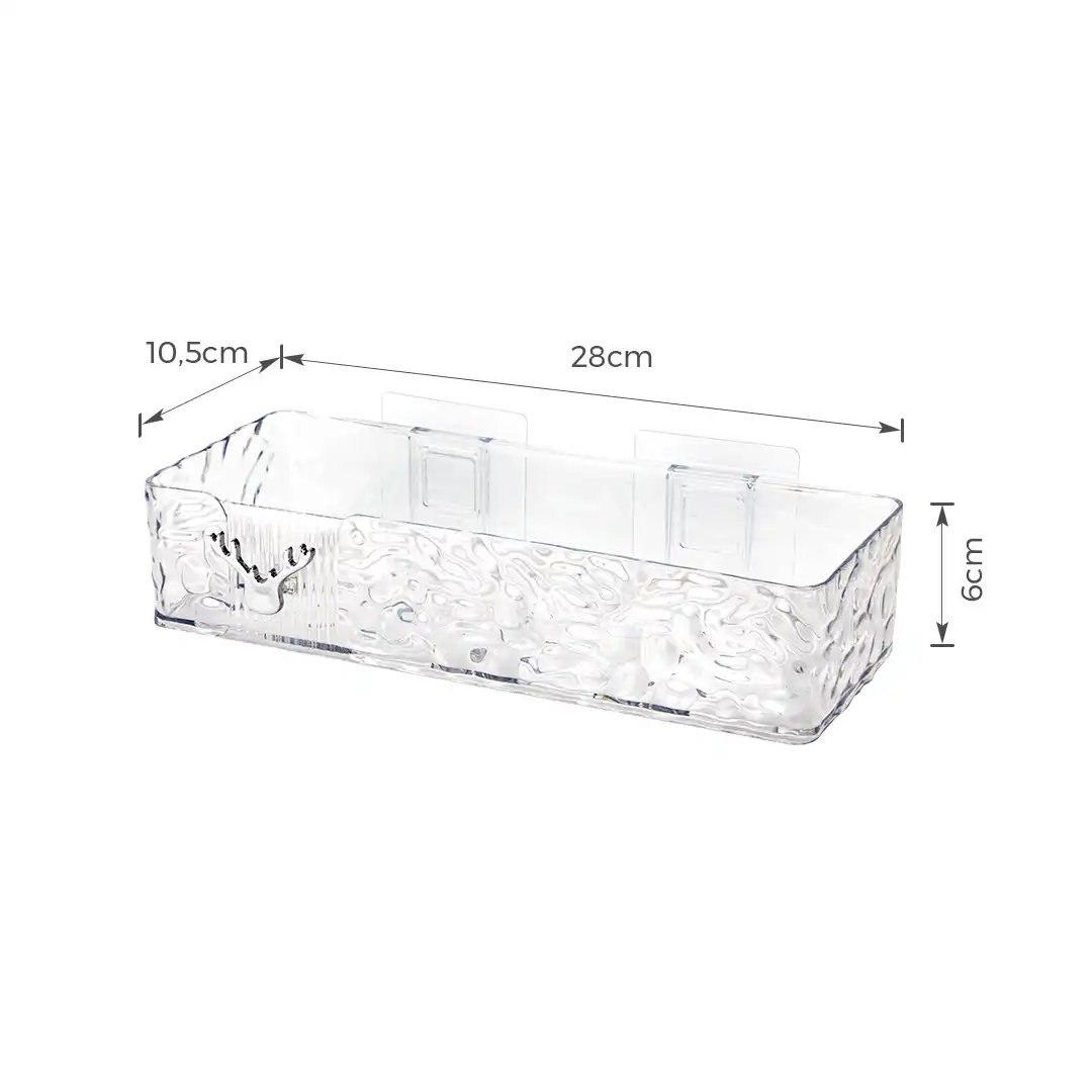 ORGANIZADOR RETANGULAR MULTIUSO ADESIVO TRANSPARENTE 28CM