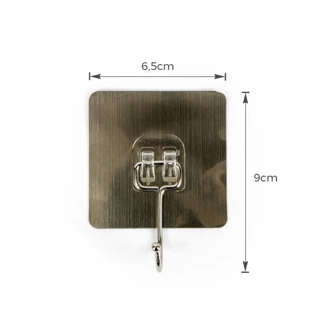 KIT 5 GANCHOS ADESIVOS INOX 6,5×9 CM