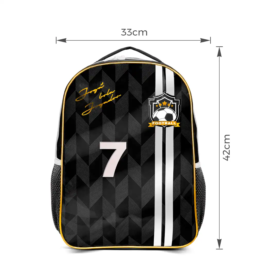 MOCHILA INFANTIL FUTEBOL 1 DIVISÃO 46X36CM PRETO