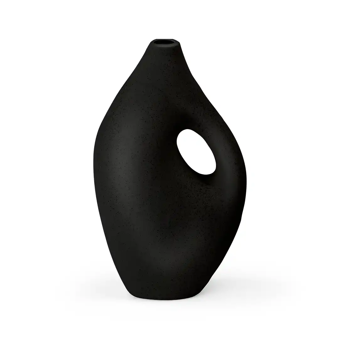 VASO DE PORCELANA DECORATIVO PRETO 18CM