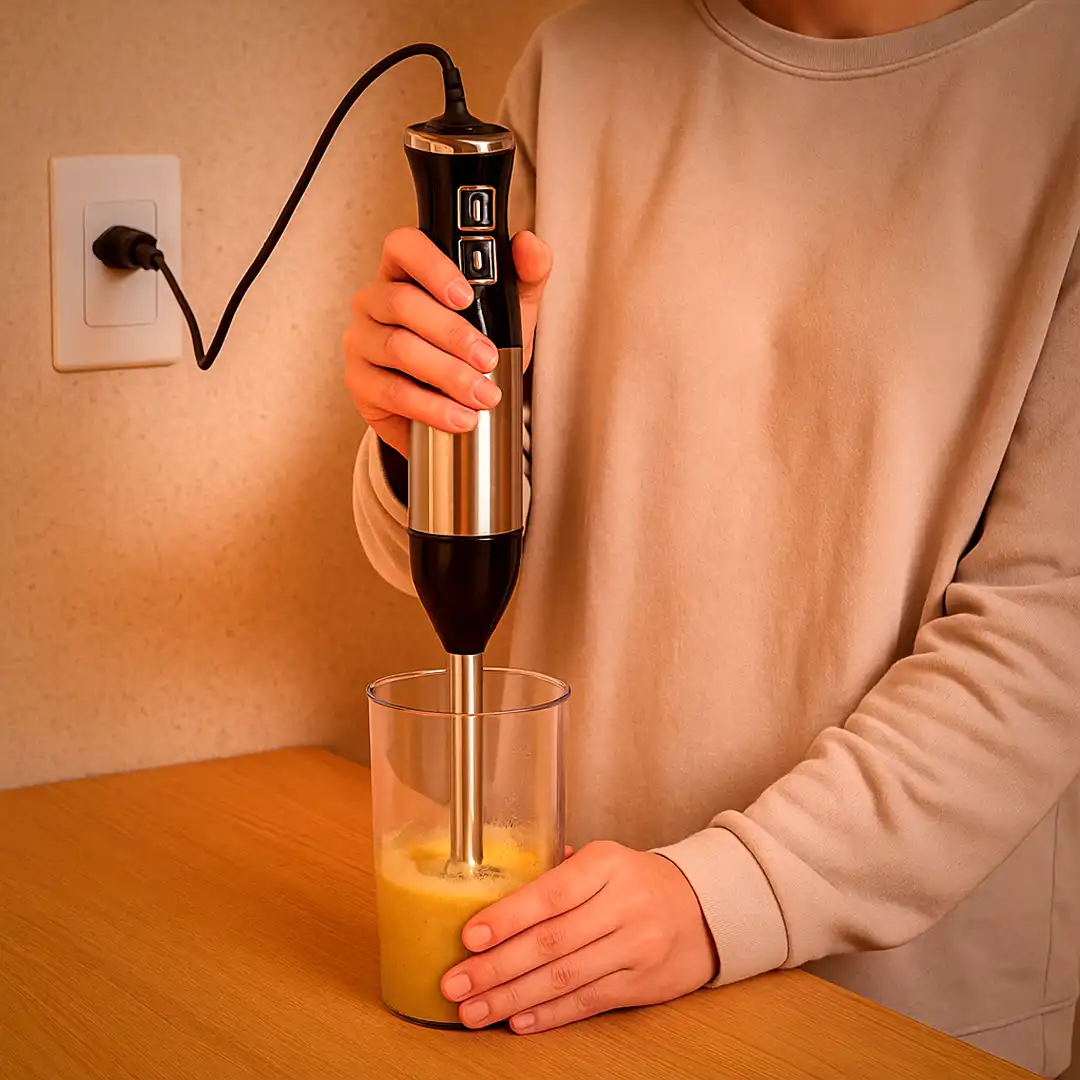 MIXER ELÉTRICO DE MÃO EM INOX 220V PORTÁTIL – IDEAL PARA RECEITAS E BEBIDAS