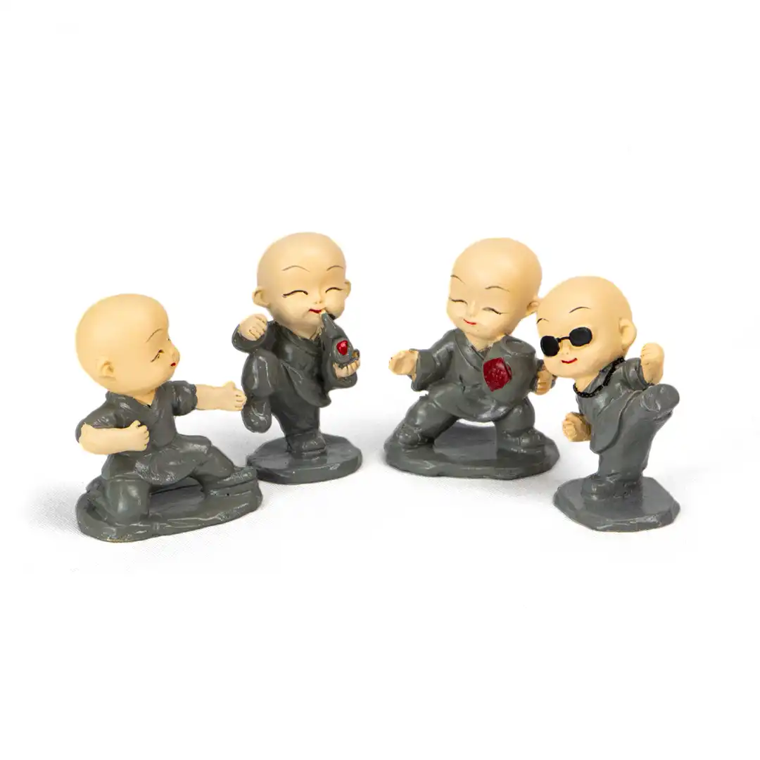 CONJUNTO DECORATIVO 4 MONGES EM RESINA REAÇÕES – 6CM