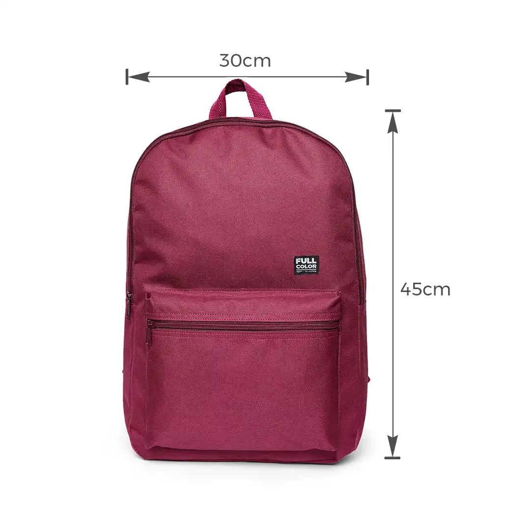 MOCHILA ESCOLAR SIMPLES EM POLIÉSTER 2 BOLSOS 45CM X 30CM - VINHO