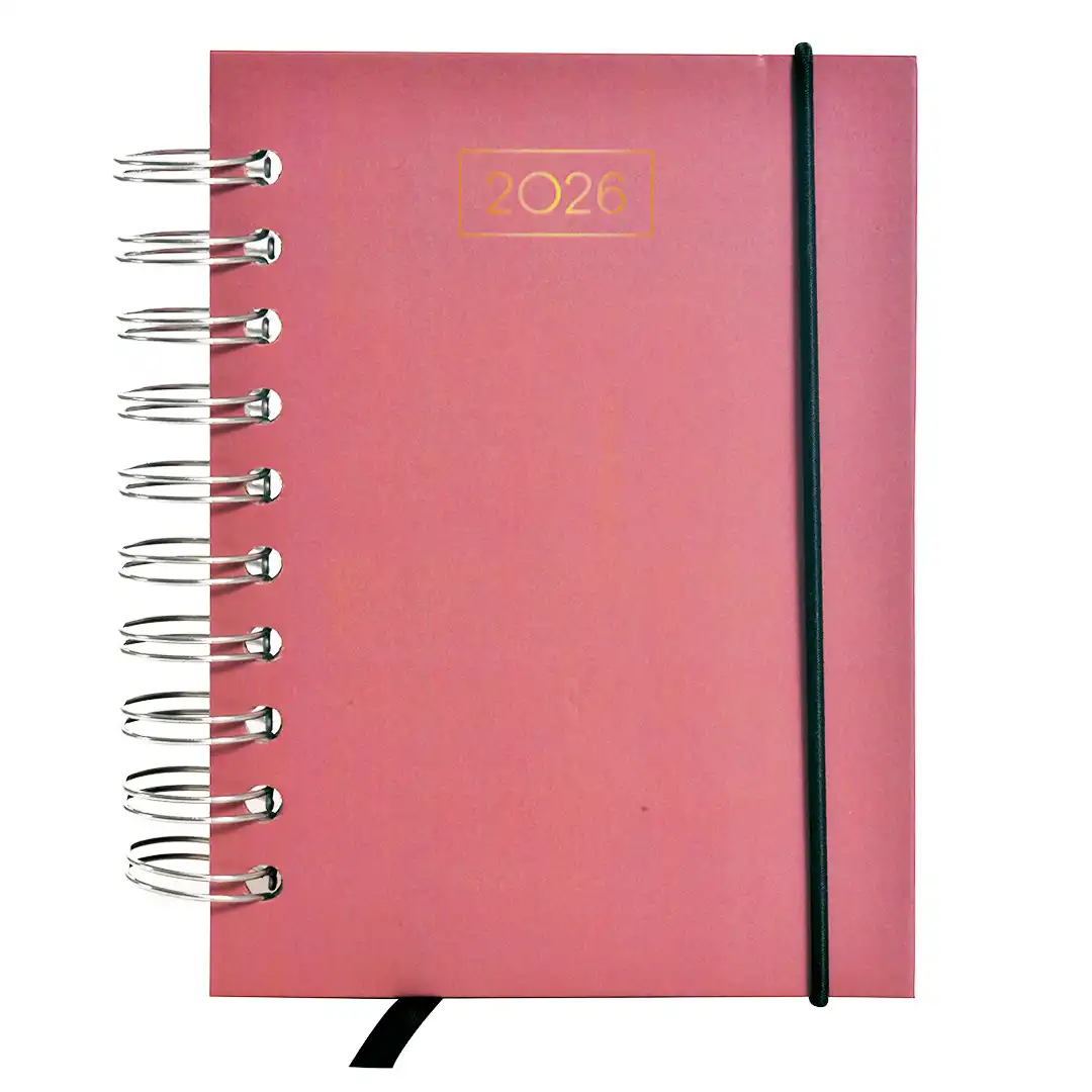 AGENDA ESPIRAL 2026 COM CAPA DURA E ELÁSTICO 11X15CM – SORTIDAS