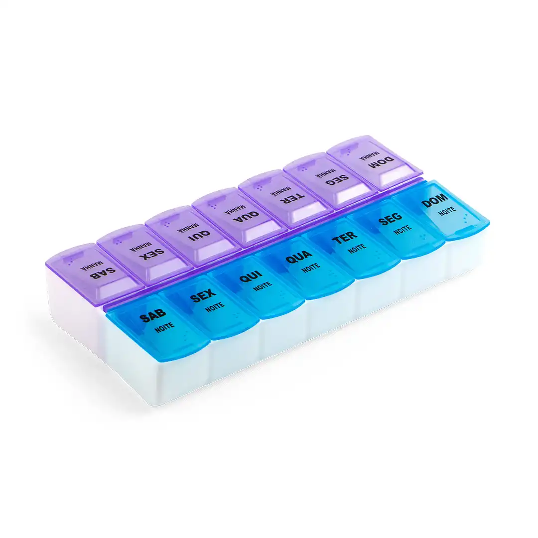 PORTA COMPRIMIDOS SEMANAL 14 DIVISÓRIAS – PLÁSTICO PP