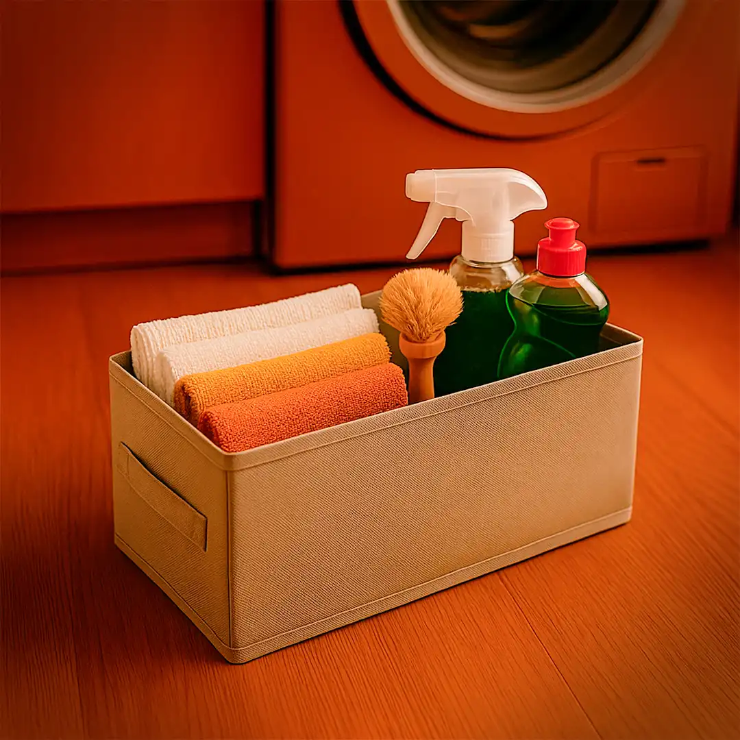 CAIXA ORGANIZADORA DOBRÁVEL RETANGULAR DE TECIDO – CINZA