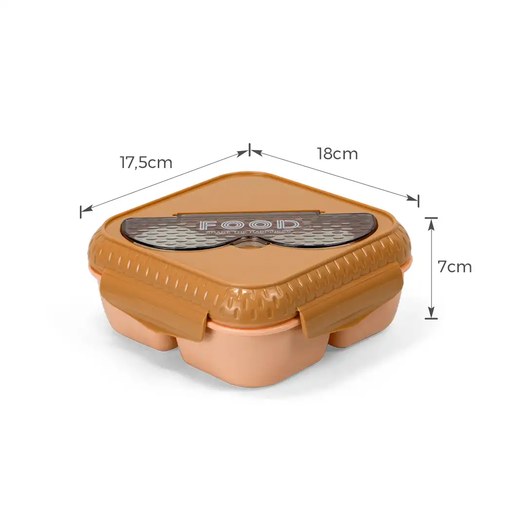 POTE MARMITA PLÁSTICO BEGE COM TAMPA, COLHER E GARFO INCLUSOS