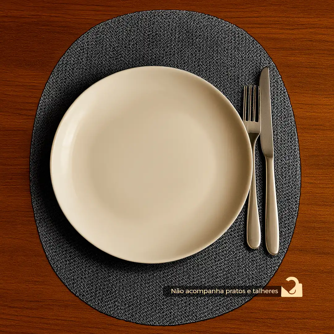 JOGO DE LUGAR AMERICANO OVAL CINZA – 4 UNIDADES PARA MESA