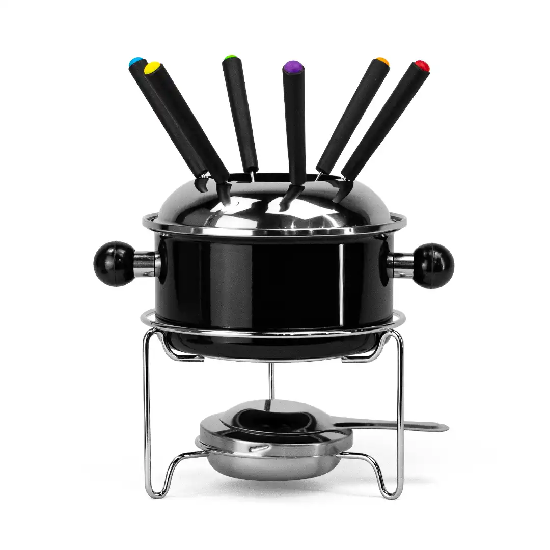 CONJUNTO PARA FONDUE EM AÇO INOX 10 PEÇAS COM TAMPA