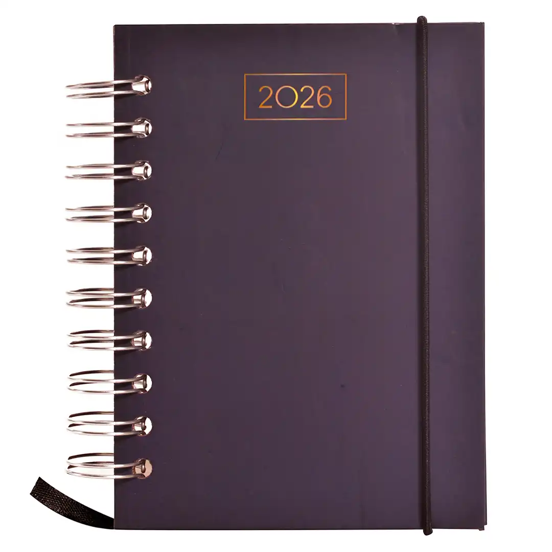 AGENDA ESPIRAL 2026 COM CAPA DURA E ELÁSTICO 11X15CM – SORTIDAS
