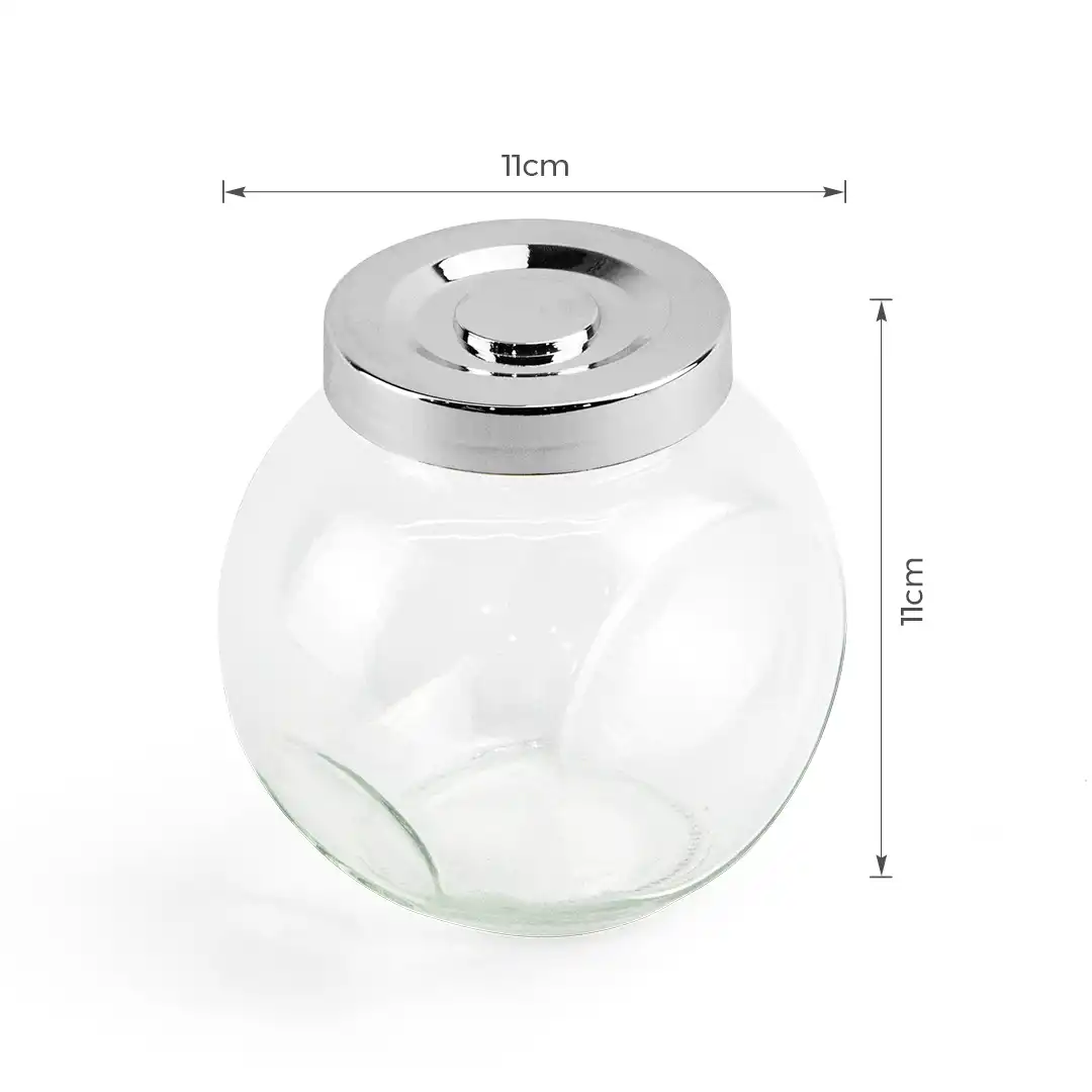 BALEIRO EM VIDRO COM TAMPA PLÁSTICA CROMADA 400ML – KIT COM 3 UNIDADES