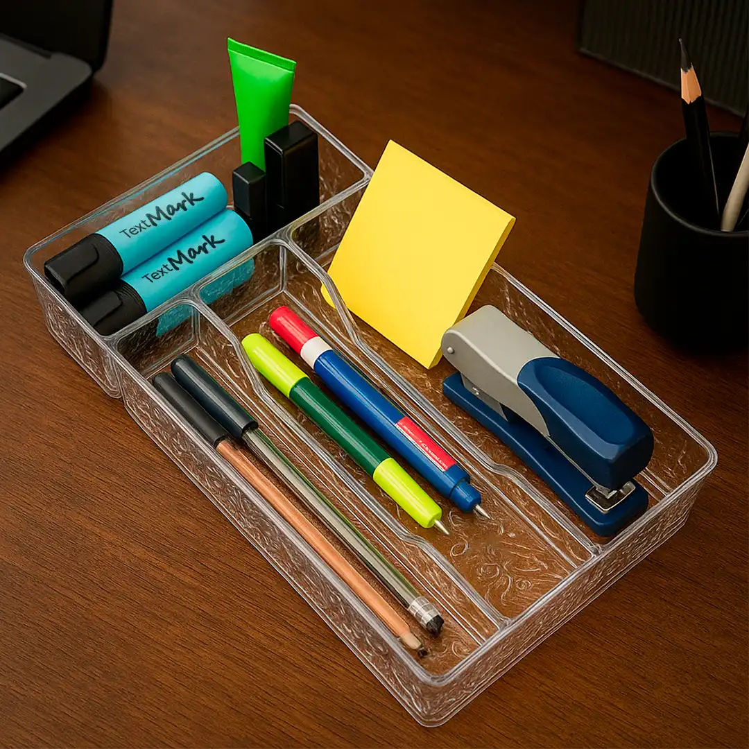 ORGANIZADOR RETANGULAR MULTIUSO PLÁSTICO TRANSPARENTE 29CM