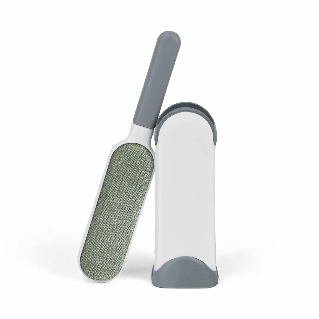 ESCOVA REMOVEDORA DE PELOS REUTILIZÁVEL COM SUPORTE AUTO-LIMPANTE PARA ROUPAS E ESTOFADOS