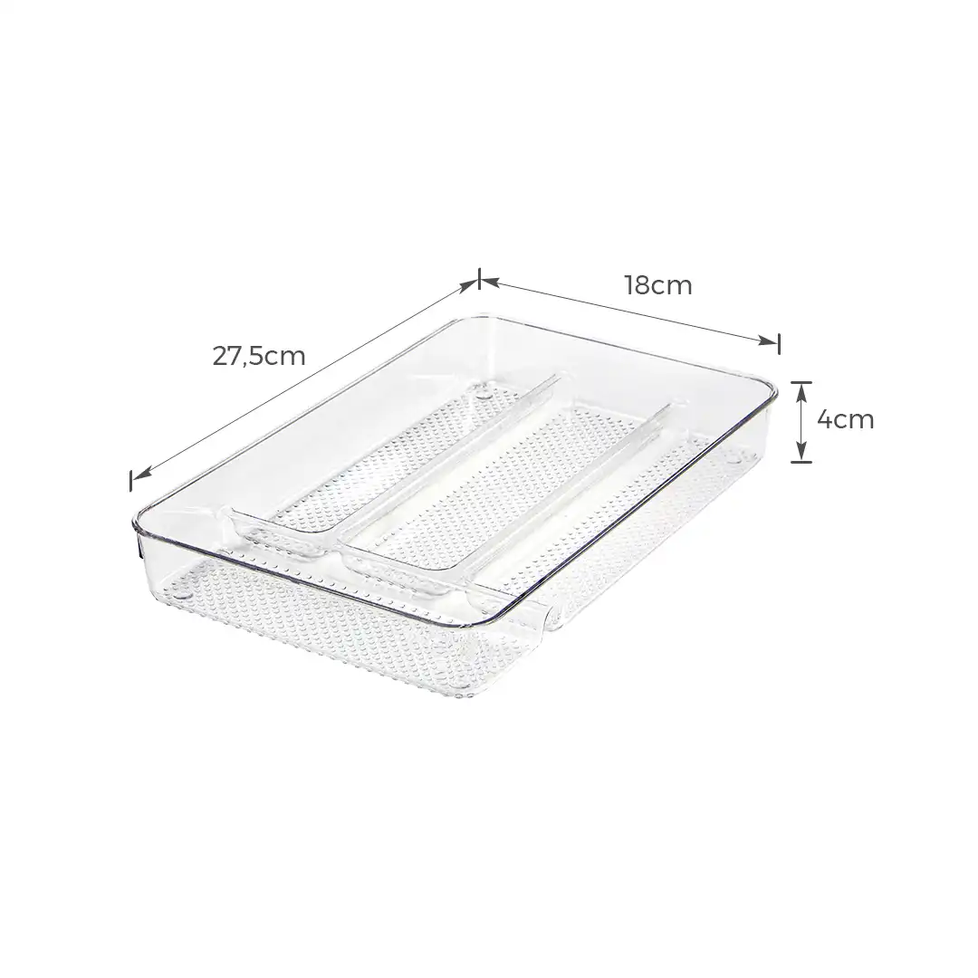 ORGANIZADOR RETANGULAR MULTIUSO PLÁSTICO TRANSPARENTE 27,5CM