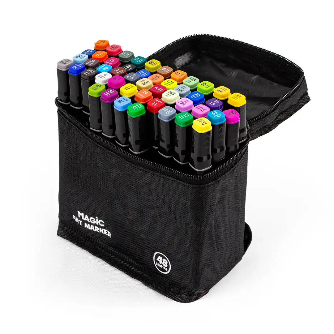 KIT DE CANETINHAS ARTÍSTICAS DUPLA PONTA 48 CORES BOBBIE GOODS