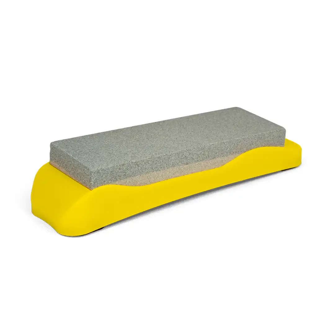 AMOLADOR DE FACAS COM BASE ANTIDERRAPANTE AMARELA – 18CM