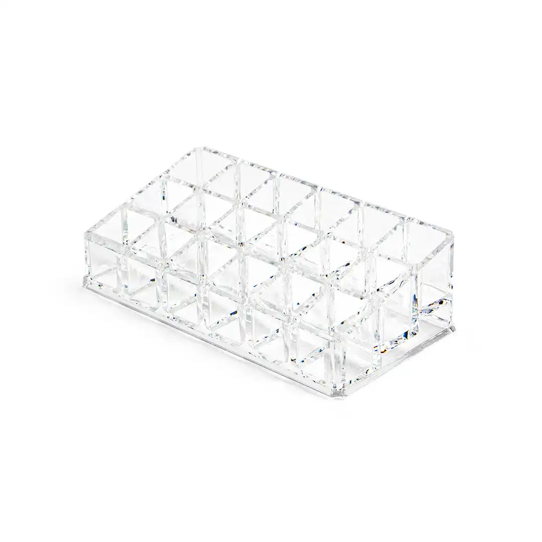 ORGANIZADOR ACRÍLICO CARMED 18 DIVISÓRIAS TRANSPARENTE PARA MAQUIAGEM OU ESCRITÓRIO