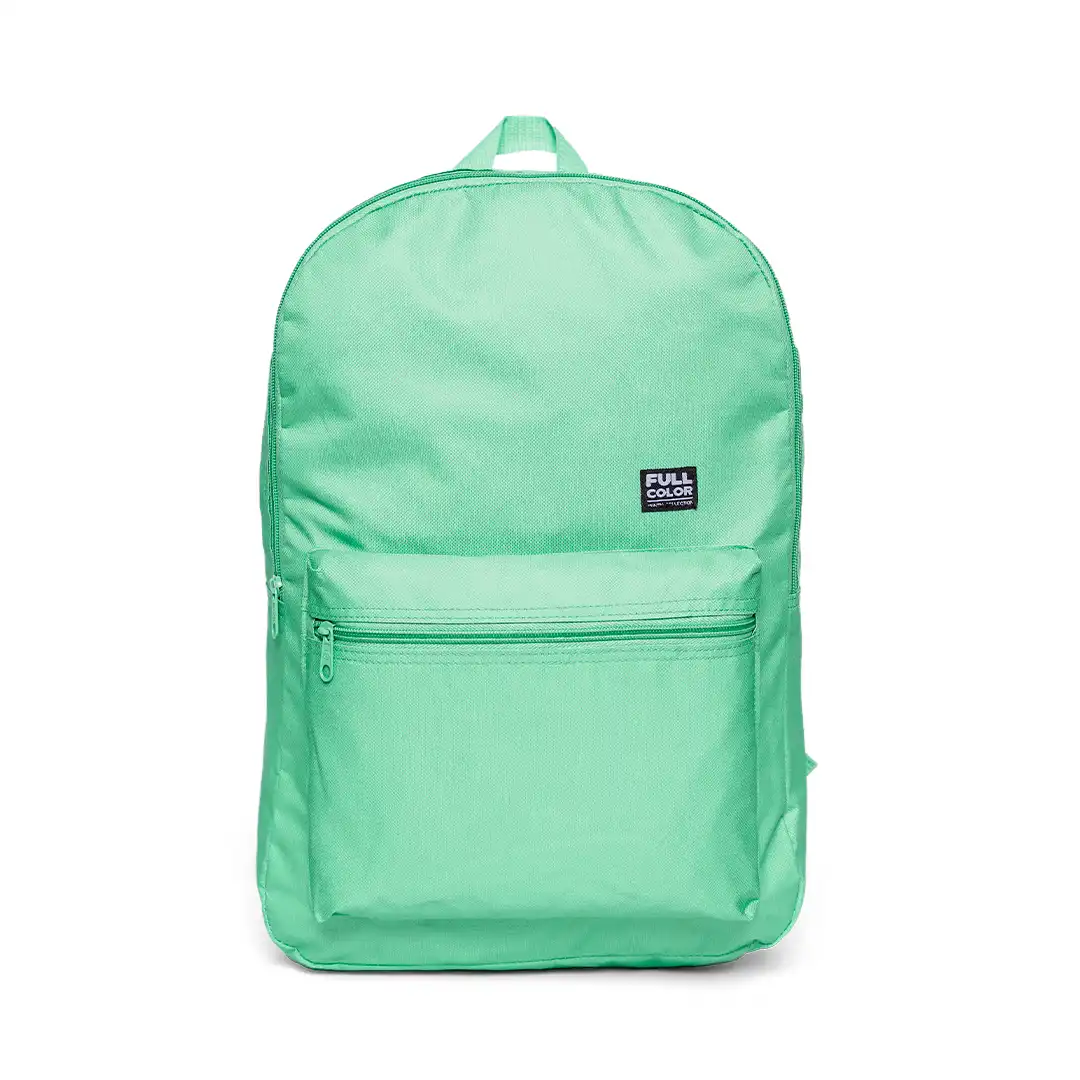 MOCHILA ESCOLAR SIMPLES EM POLIÉSTER 2 BOLSOS 45CM X 30CM - VERDE CLARO