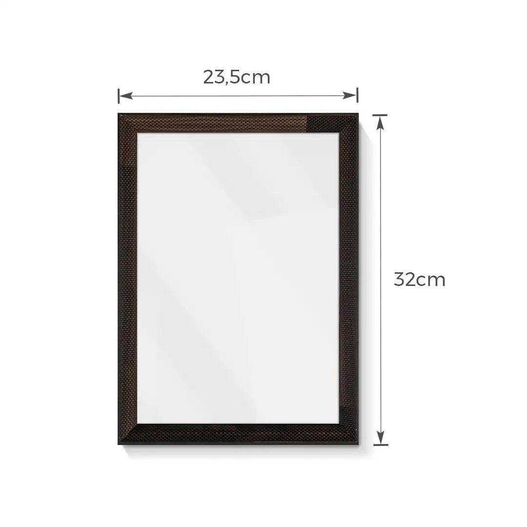 PORTA-RETRATO DECORATIVO A4 EM MDF MARROM ESCURO COM PROTEÇÃO EM PLÁSTICO