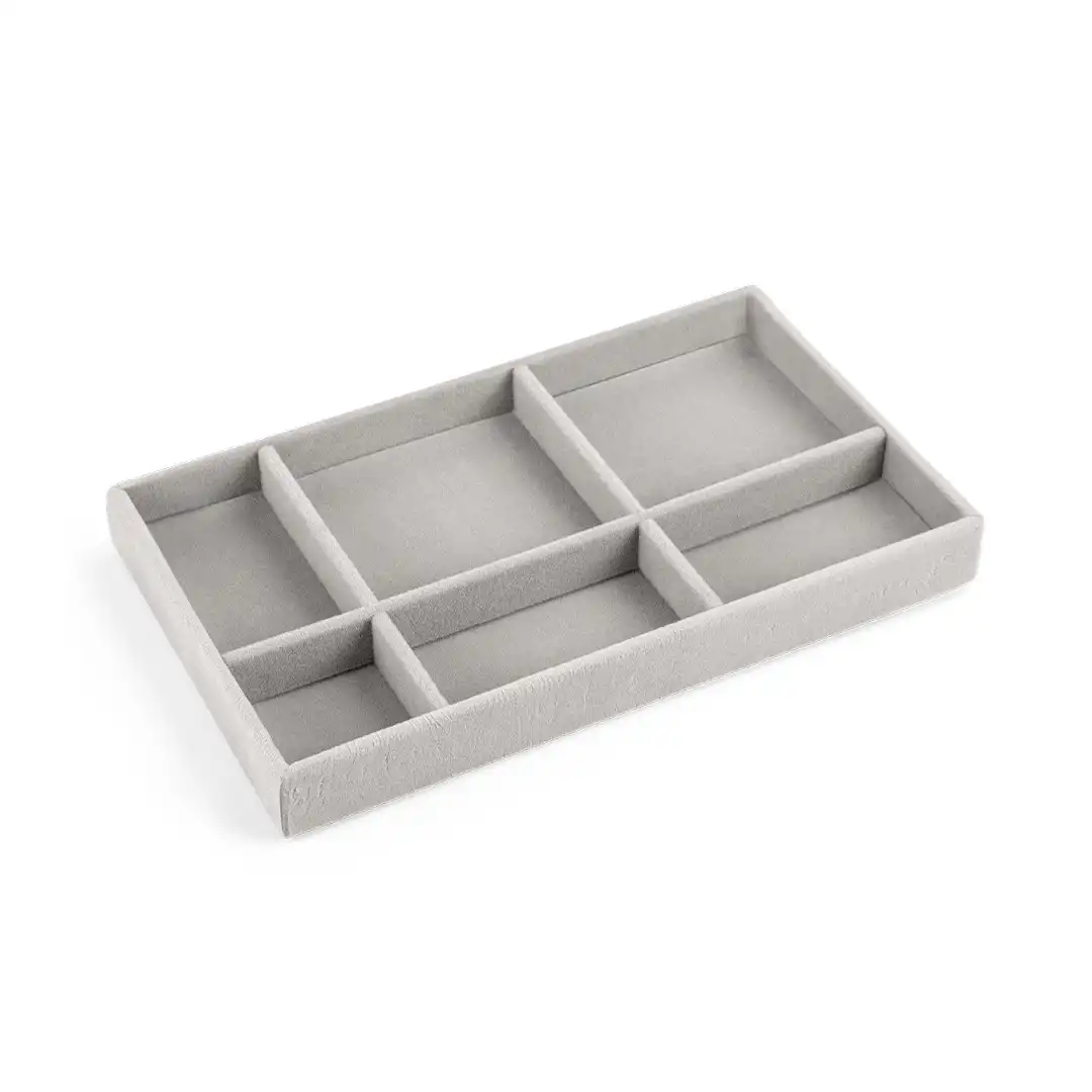 PORTA JOIAS DE MDF COM VELUDO 6 DIVISÓRIAS – 21x12,5x2,4CM