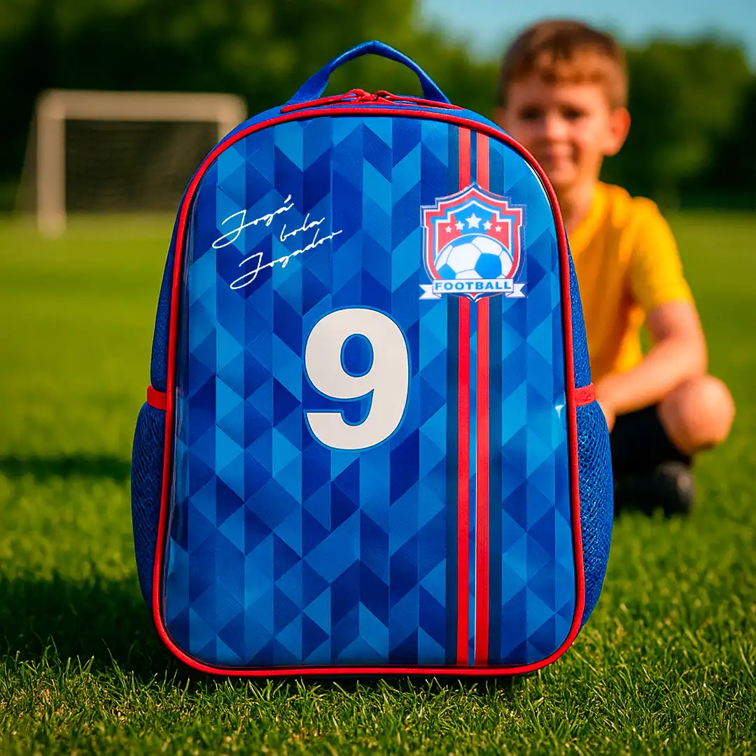 MOCHILA INFANTIL FUTEBOL 1 DIVISÃO 46X36CM AZUL