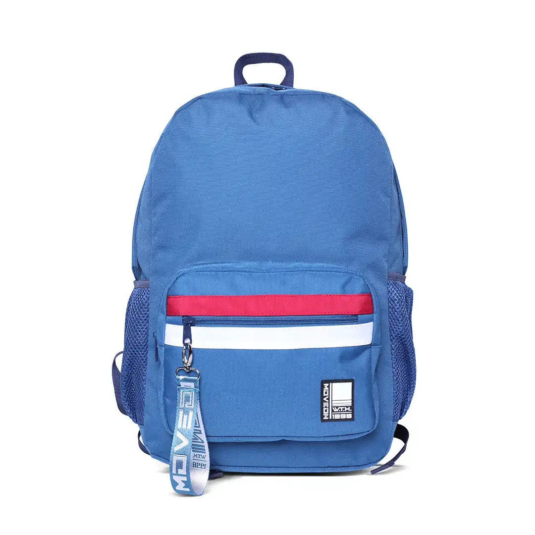 MOCHILA DE TECIDO COM 3 BOLSOS 46X36CM AZUL