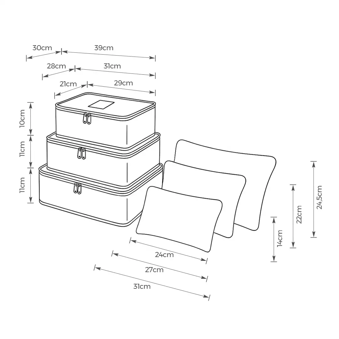 KIT ORGANIZADOR 6 PEÇAS – POLIÉSTER - SORTIDOS
