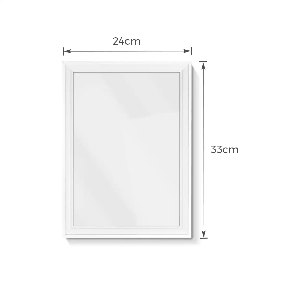 PORTA-RETRATO DECORATIVO A4 EM MDF BRANCO COM PROTEÇÃO EM PLÁSTICO