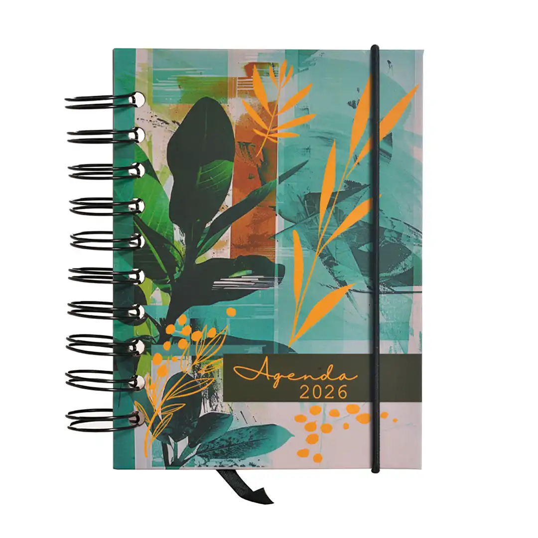 AGENDA ESPIRAL 2026 COM CAPA DURA E ELÁSTICO 11X15CM – SORTIDAS