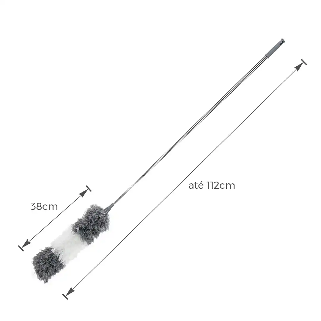 ESPANADOR DE MICROFIBRA EM POLIÉSTER COM CABO EXTENSÍVEL EM PP E INOX – 38CM A 112CM