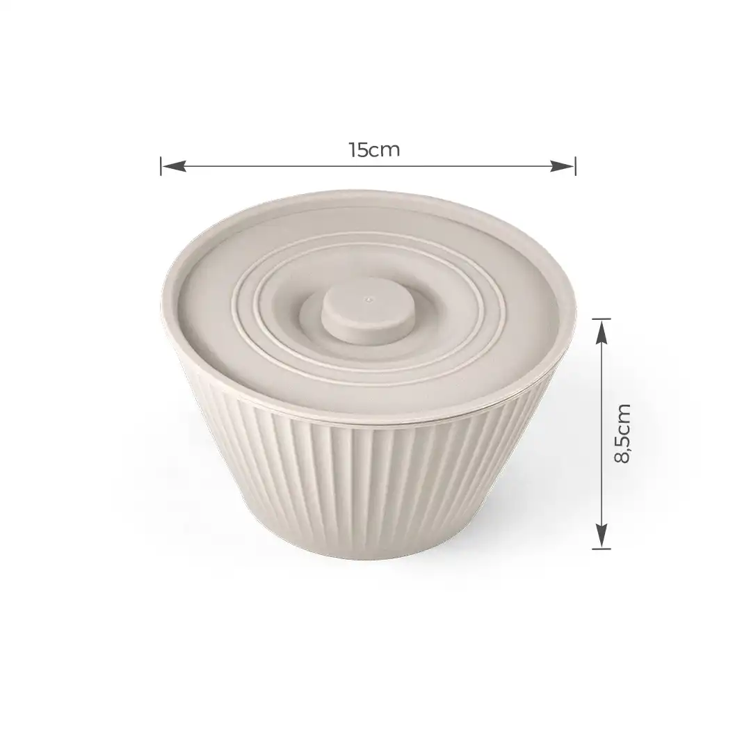 TIGELA COM TAMPA EM POLIPROPENO CINZA CLARO 11CM